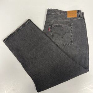 Levi's Premium Ribcage Straight Ankle Button Fly Jeans Black Wash High Rise‎ 22W